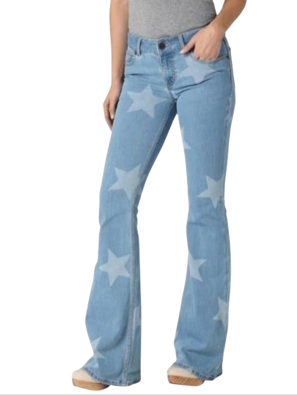 WRANGLER Retro Mae Star Flare Jeans Women's 28 Light Wash Mid Rise Hippie
